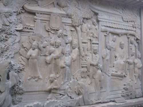 Carved panels of stone convey one of many Buda adventures.